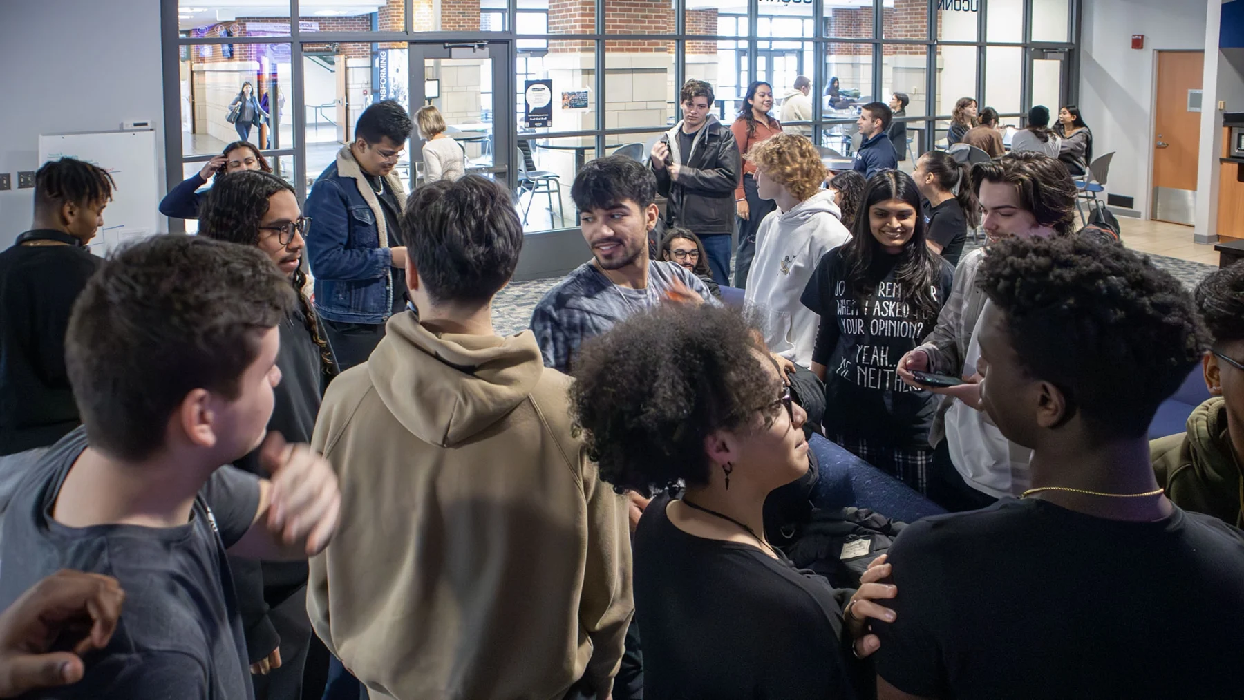 Students gathering at the student union for student fair.